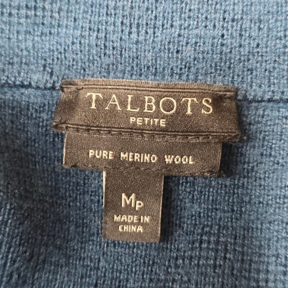 Talbots Petite Merino Wool Cardigan Blazer Sweater Jacket Blue MP Petite - Picture 5 of 7